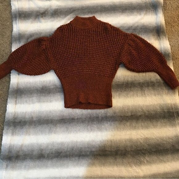 EXPRESS PUFF SLEEVE COPPER GLITTER SPARLE SWEATER - Picture 3 of 4